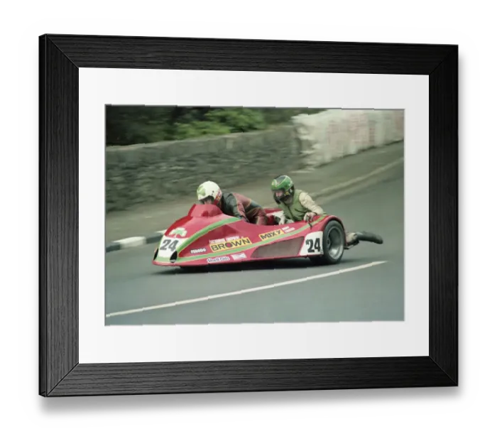 Framed Print : Steve Sinnott & Norman Burgess (Brown Yamaha) 1983 Sidecar TT Framed Print : Steve Sinnott & Norman Burgess (Brown Yamaha) 1983 Sidecar TT