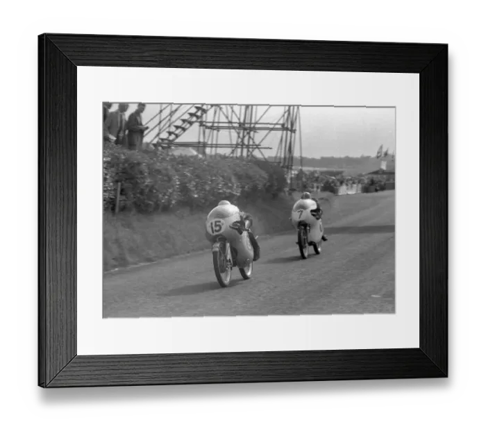 Framed Print : Gary Hocking (MZ, 15) leads Mike Hailwood (Ducati) 1959 Ultra Lightweight Ulster Grand Prix Framed Print : Gary Hocking (MZ, 15) leads Mike Hailwood (Ducati) 1959 Ultra Lightweight Ulster Grand Prix