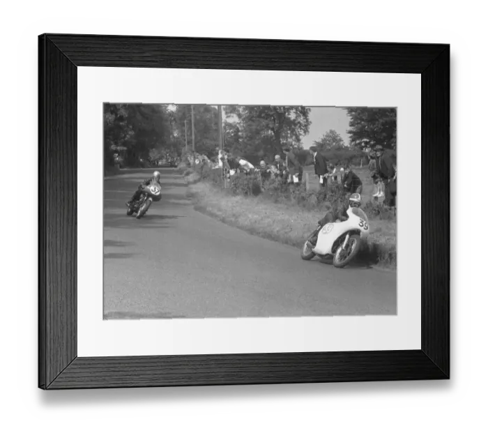 Framed Print : Len Ireland (Norton) and Alf McCall (BSA) 1959 Junior Ulster Grand Prix