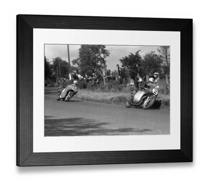 Framed Print : Bob McIntyre (AJS) and John Hartle (MV) 1959 Junior Ulster Grand Prix Framed Print : Bob McIntyre (AJS) and John Hartle (MV) 1959 Junior Ulster Grand Prix