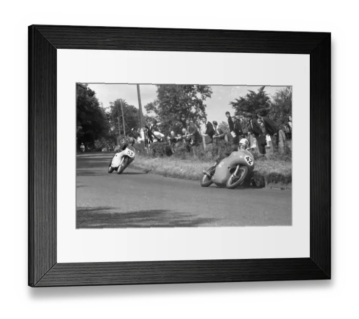 Framed Print : Geoff Duke (Norton) and Alan Shepherd (AJS) 1959 Junior Ulster Grand Prix Framed Print : Geoff Duke (Norton) and Alan Shepherd (AJS) 1959 Junior Ulster Grand Prix