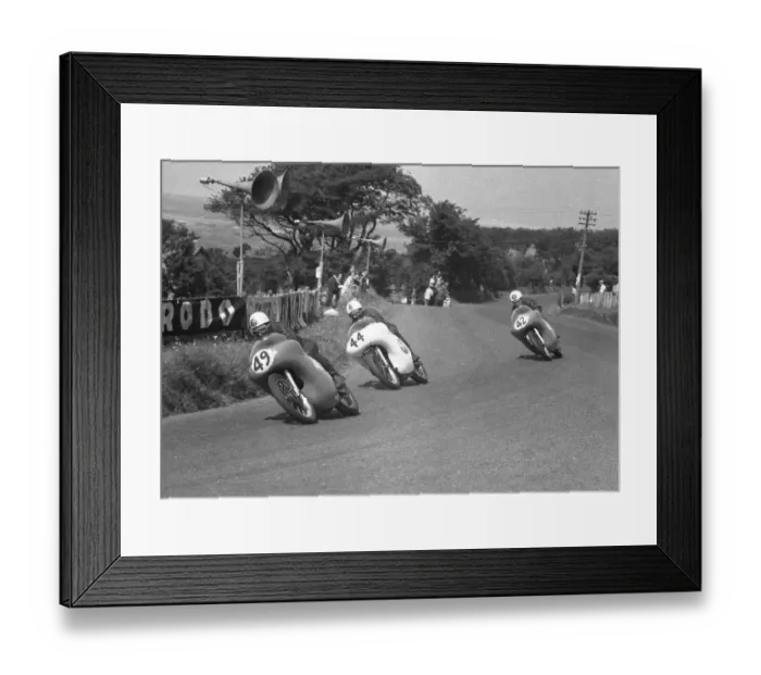Framed Print : Alistair King (AJS) Bob Brown (Norton) and Geoff Duke (Norton) 1959 Junior Ulster Grand Prix Framed Print : Alistair King (AJS) Bob Brown (Norton) and Geoff Duke (Norton) 1959 Junior Ulster Grand Prix
