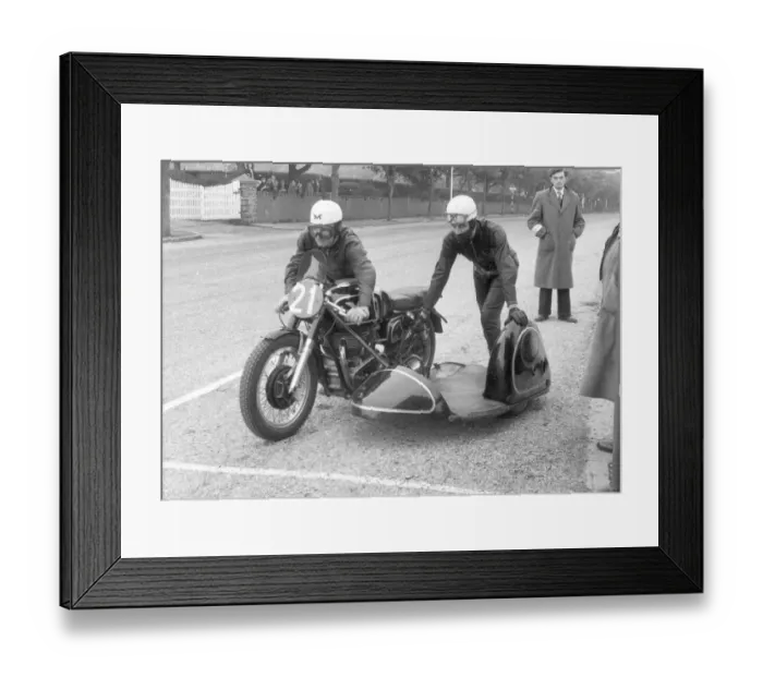 Framed Print : Fred Hanks & E Dorman (Matchless) 1955 Sidecar TT Framed Print : Fred Hanks & E Dorman (Matchless) 1955 Sidecar TT