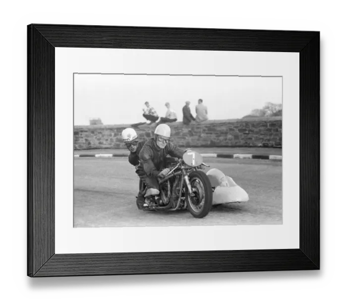Framed Print : John Horan & J A Bowden (Norton) 1959 Sidecar TT Framed Print : John Horan & J A Bowden (Norton) 1959 Sidecar TT