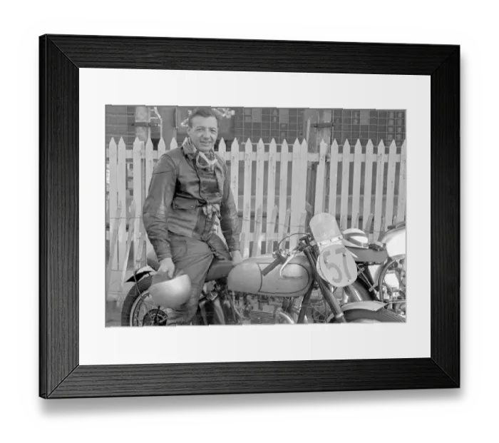 Framed Print : Dennis Gallagher (Triumph) 1952 Senior Manx Grand Prix Framed Print : Dennis Gallagher (Triumph) 1952 Senior Manx Grand Prix