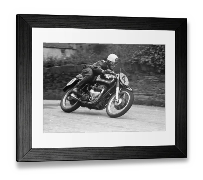 Framed Print : Derek Ennett (Matchless) 1954 Senior Manx Grand Prix Framed Print : Derek Ennett (Matchless) 1954 Senior Manx Grand Prix