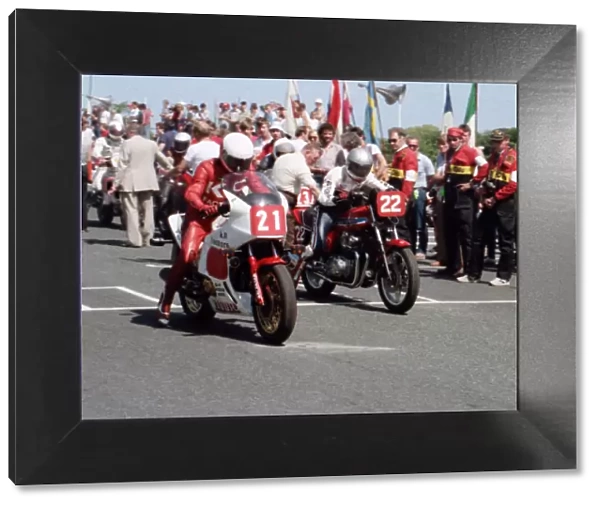 Derrick Bates (Honda) and Manfred Stengl (Honda) 1984 Production TT