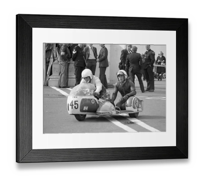 Framed Print : Peter Brown & Mick Casey (BSA) 1975 Sidecar 1000 TT Framed Print : Peter Brown & Mick Casey (BSA) 1975 Sidecar 1000 TT