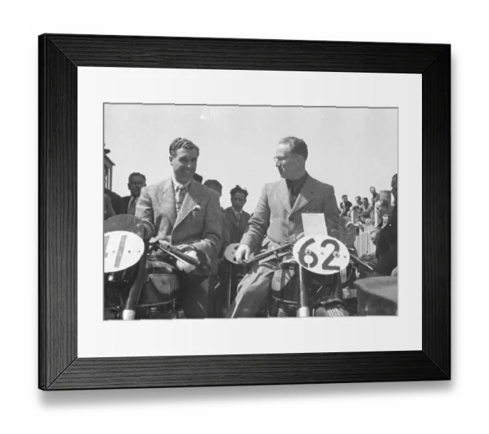 Framed Print : Artie Bell (Norton) and Ken Bills (Norton) 1947 Junior TT Framed Print : Artie Bell (Norton) and Ken Bills (Norton) 1947 Junior TT