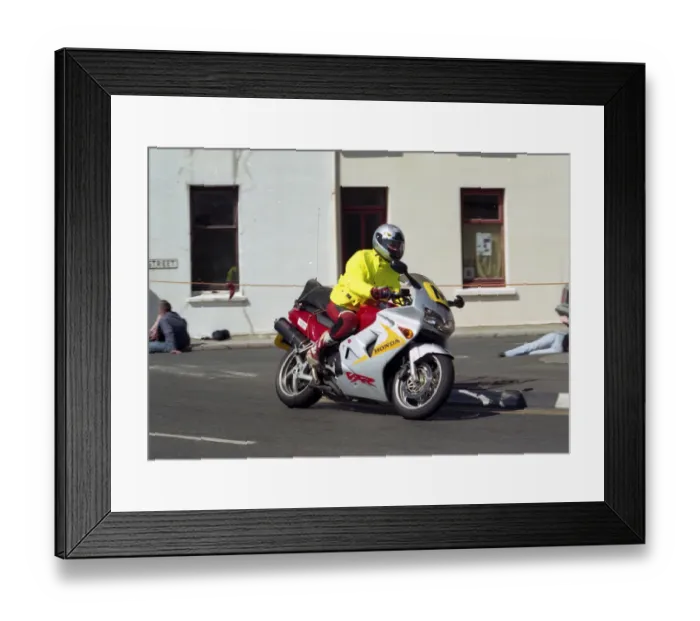 Framed Print : Ned Bowers (Honda) Travelling marshal 1999 TT Framed Print : Ned Bowers (Honda) Travelling marshal 1999 TT