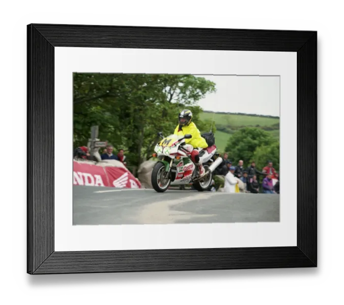 Framed Print : Ned Bowers (Honda) Travelling marshal 1995 TT Framed Print : Ned Bowers (Honda) Travelling marshal 1995 TT