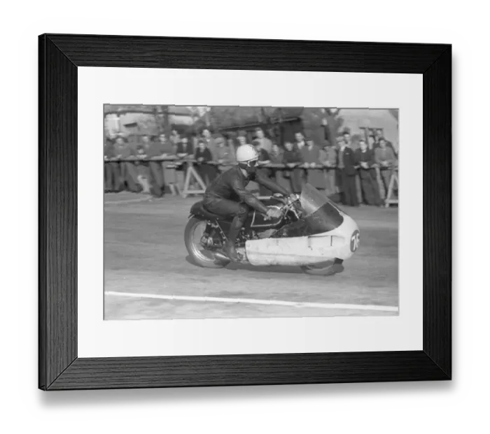 Framed Print : Bob Brown (Matchless) 1957 Senior TT practice Framed Print : Bob Brown (Matchless) 1957 Senior TT practice