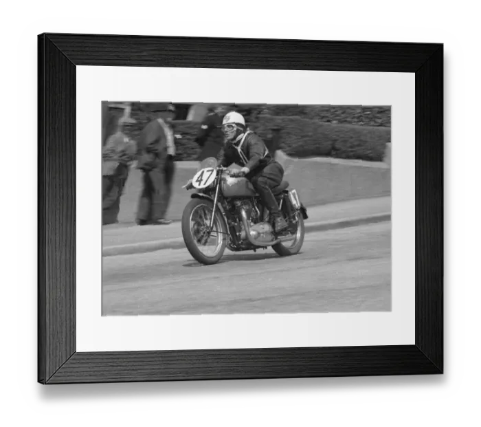 Framed Print : Mike Brookes (Triumph) 1954 Clubman Senior TT