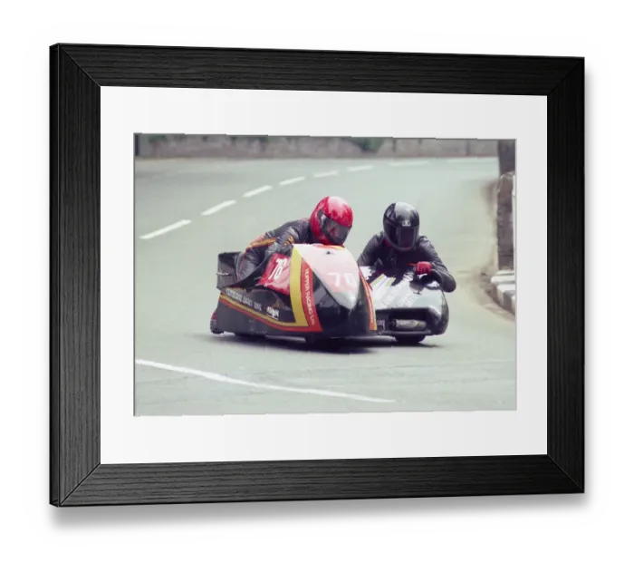 Framed Print : Norman Burgess & Steven Hanson (Armstrong) 1988 Sidecar TT