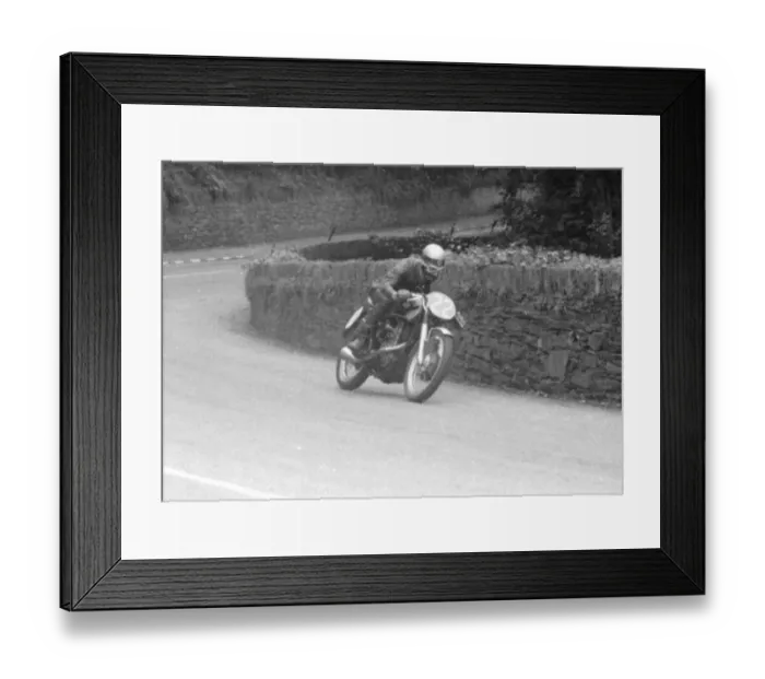 Framed Print : Edward Goodwin (AJS) 1956 Junior Manx Grand Prix