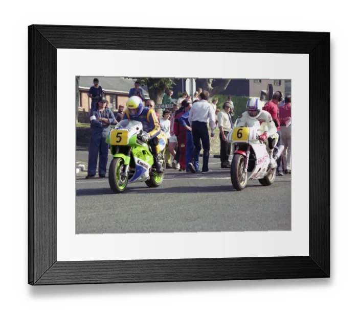 Framed Print : Geoff Nutland (Kawasaki) and Jason Griffiths (Honda) 1991 Senior Newcomers Manx Grand Prix Framed Print : Geoff Nutland (Kawasaki) and Jason Griffiths (Honda) 1991 Senior Newcomers Manx Grand Prix