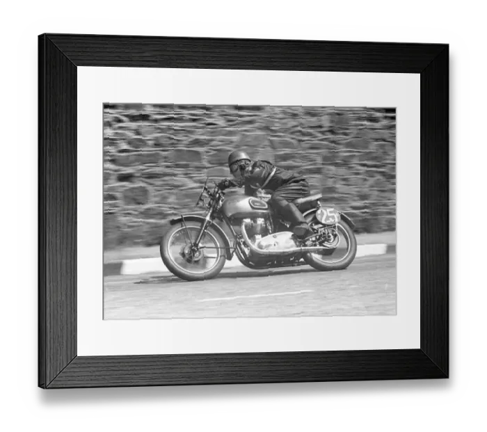 Framed Print : Eric Cheers (Triumph) 1953 Senior Clubman TT Framed Print : Eric Cheers (Triumph) 1953 Senior Clubman TT