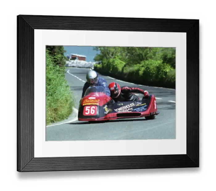 Framed Print : Bill Copson & Rick Roberts (Ireson Honda) 1993 Sidecar TT