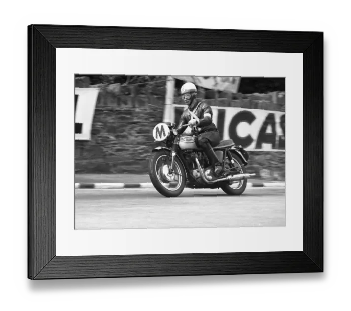Framed Print : Dennis Craine (Triumph) Travelling marshal 1964 TT Framed Print : Dennis Craine (Triumph) Travelling marshal 1964 TT
