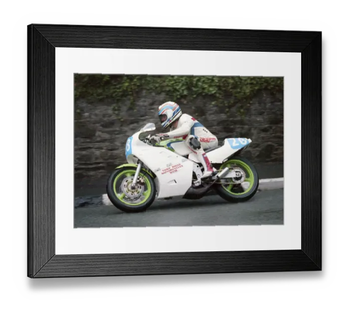 Framed Print : David Bowie (Kawasaki) 1990 Junior Manx Grand Prix Framed Print : David Bowie (Kawasaki) 1990 Junior Manx Grand Prix