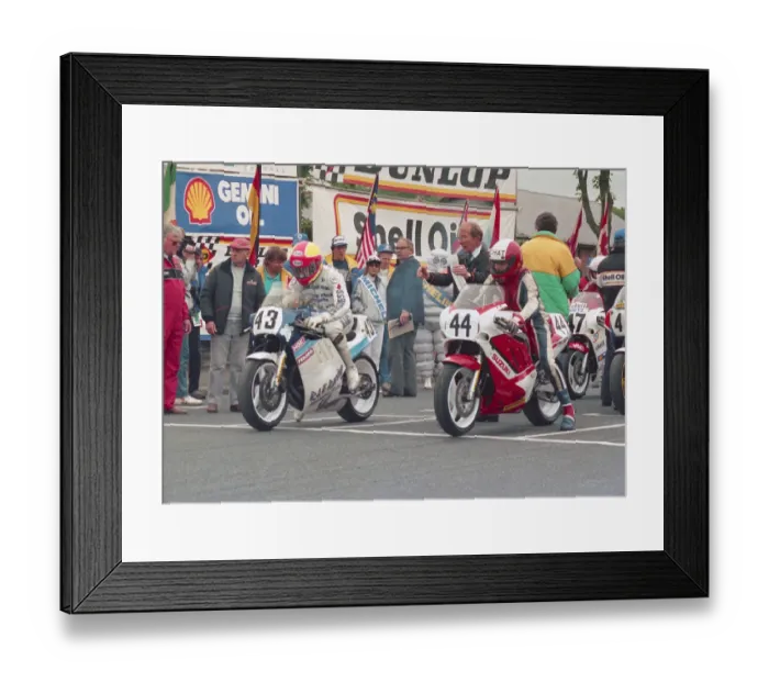 Framed Print : Mark Farmer (Suzuki) and Derek Chatterton (Suzuki) 1988 Formula One TT