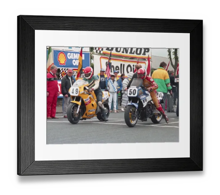 Framed Print : George Linder (Yamaha) and Eddie Roberts (Suzuki) 1988 Formula One TT Framed Print : George Linder (Yamaha) and Eddie Roberts (Suzuki) 1988 Formula One TT