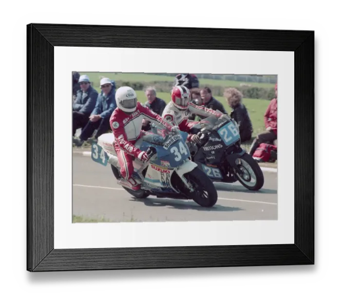 Framed Print : Danny Shimmin (Suzuki) and Tony Head (Honda) 1986 Production B TT Framed Print : Danny Shimmin (Suzuki) and Tony Head (Honda) 1986 Production B TT