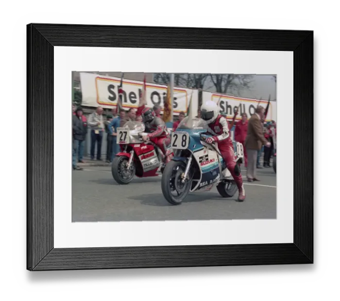 Framed Print : Steve Henshaw (Suzuki) and Johnny Rea (Suzuki) 1986 Formula One TT Framed Print : Steve Henshaw (Suzuki) and Johnny Rea (Suzuki) 1986 Formula One TT