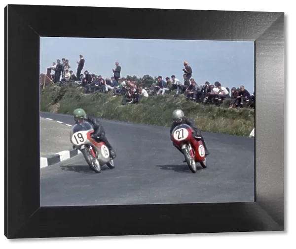 Ernie Griffiths (Honda) and Chris Walpole (Honda) 1967 50cc TT