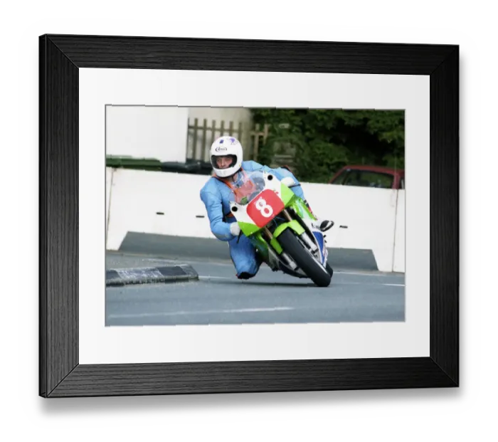 Framed Print : Tim Leech (Maxton Kawasaki) 1992 Newcomers Manx Grand Prix
