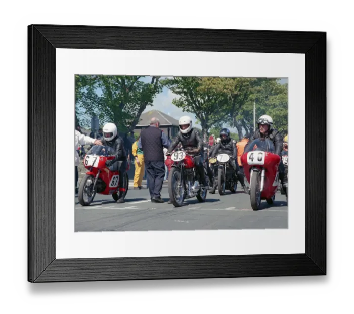 Framed Print : Stuart Morrell (Aermacchi) Vittorio Martelli (Gilera) and Adam Easton (Norton) 2002 TT Parade Lap Framed Print : Stuart Morrell (Aermacchi) Vittorio Martelli (Gilera) and Adam Easton (Norton) 2002 TT Parade Lap