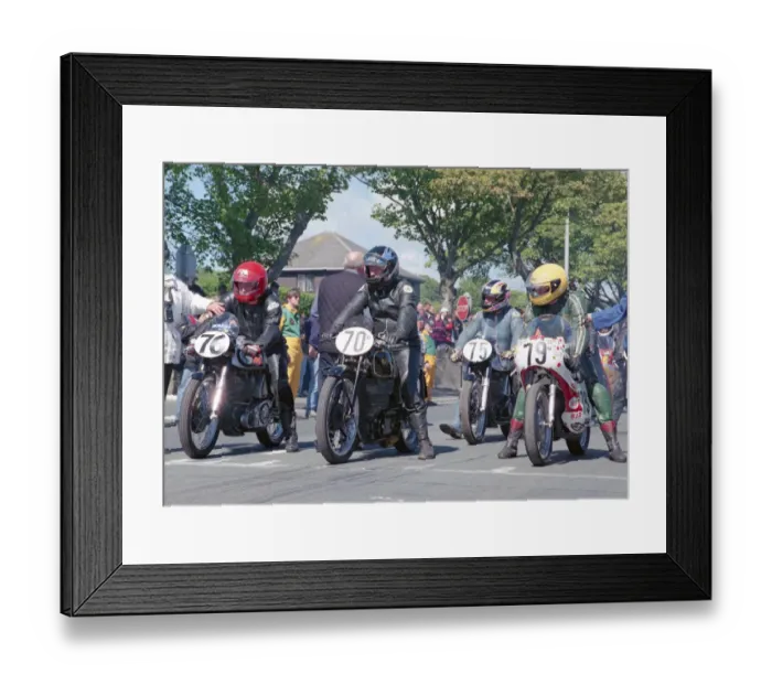 Framed Print : Chris Wright (Norton) Chris Williams (Velocette) and Chris Lenton (Yamaha) 2002 TT Parade Lap Framed Print : Chris Wright (Norton) Chris Williams (Velocette) and Chris Lenton (Yamaha) 2002 TT Parade Lap