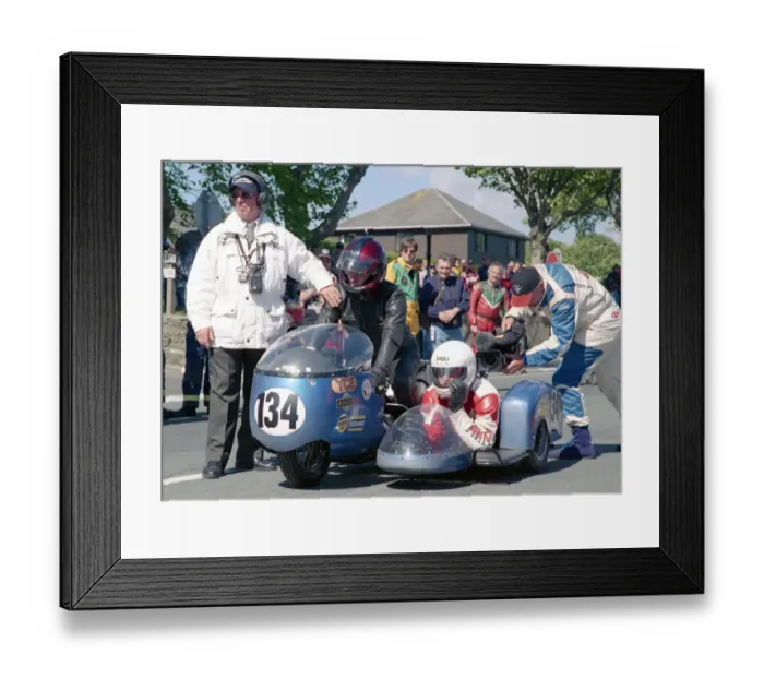 Framed Print : Derek Yorke & John Chisnall (YCE BSA) 2002 TT Parade Lap Framed Print : Derek Yorke & John Chisnall (YCE BSA) 2002 TT Parade Lap