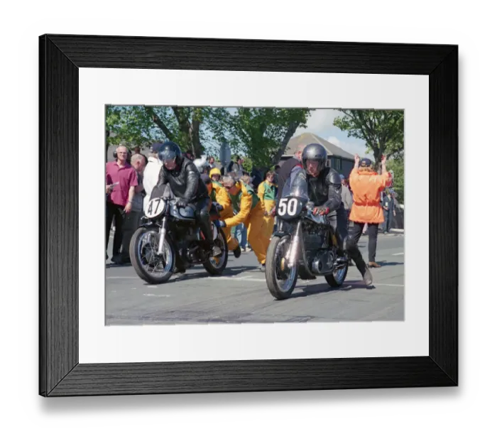 Framed Print : Bob Dowty (Norton) and George Cohen (Norton) 2002 TT Parade Lap Framed Print : Bob Dowty (Norton) and George Cohen (Norton) 2002 TT Parade Lap
