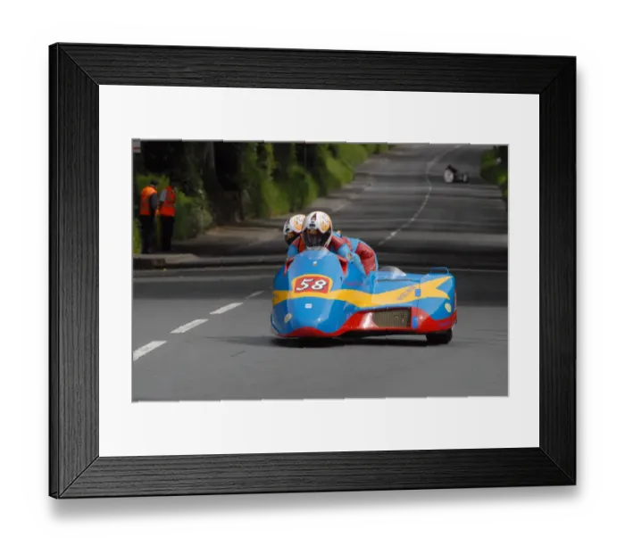 Framed Print : Brian Downey & Julie Downey (Windle Yamaha) 2009 Sidecar TT