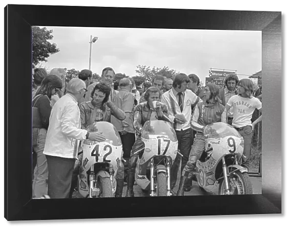 Eddie Roberts (Yamaha) and Doug Lunn (Bryants Yamaha) Phil Haslam (Yamaha) 1973 Junior Manx Grand Prix
