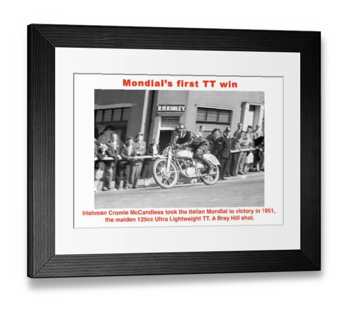 Framed Print : Cromie McCandless (Mondial) 1951 Ultra Lightweight TT Framed Print : Cromie McCandless (Mondial) 1951 Ultra Lightweight TT