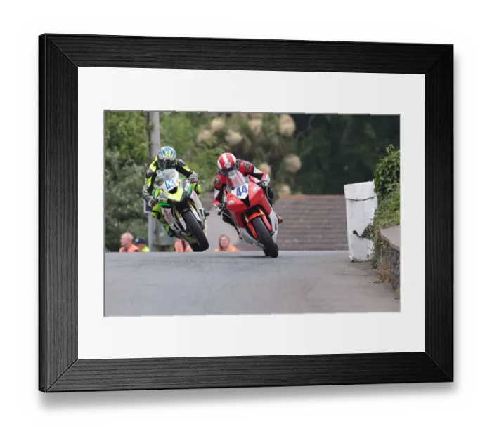 Framed Print : Richard Wilson (Honda) and Josh Daley (Kawasaki) 2022 Supersport TT Framed Print : Richard Wilson (Honda) and Josh Daley (Kawasaki) 2022 Supersport TT