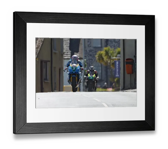 Framed Print : Lee Johnston (Aprilia) and Stefano Bonetti (Aprilia) 2022 Supertwin TT Framed Print : Lee Johnston (Aprilia) and Stefano Bonetti (Aprilia) 2022 Supertwin TT