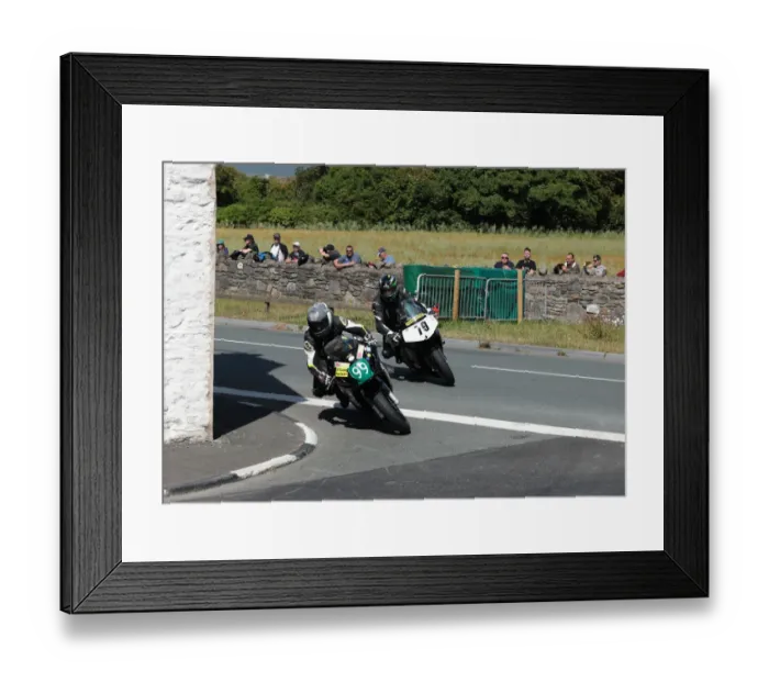 Framed Print : Geoffrey Lunn (Suzuki) and Denzyl Weavill (Honda) 2022 Southern 100 Framed Print : Geoffrey Lunn (Suzuki) and Denzyl Weavill (Honda) 2022 Southern 100