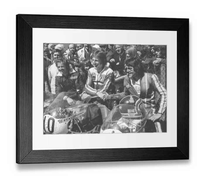 Framed Print : Chas Mortimer (Yamaha) Charlie Williams (Dugdale Maxton Yamaha) and Tom Herron (Yamaha) 1975 Junior TT Framed Print : Chas Mortimer (Yamaha) Charlie Williams (Dugdale Maxton Yamaha) and Tom Herron (Yamaha) 1975 Junior TT