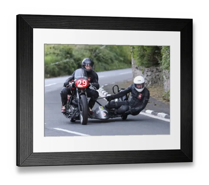 Framed Print : Adam Pope & John Christopher (Triumph) 2022 Pre TT Classic Framed Print : Adam Pope & John Christopher (Triumph) 2022 Pre TT Classic