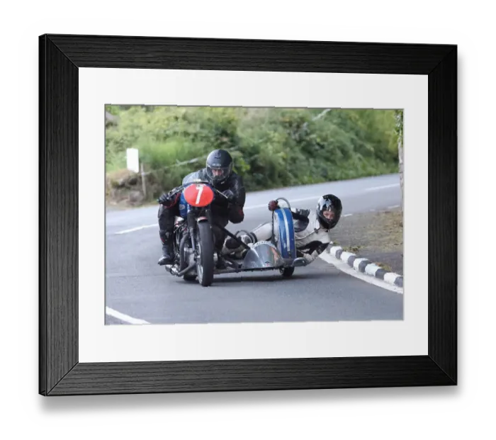 Framed Print : Tony Banister & Sarah Banister (Triumph) 2022 Pre TT Classic Framed Print : Tony Banister & Sarah Banister (Triumph) 2022 Pre TT Classic