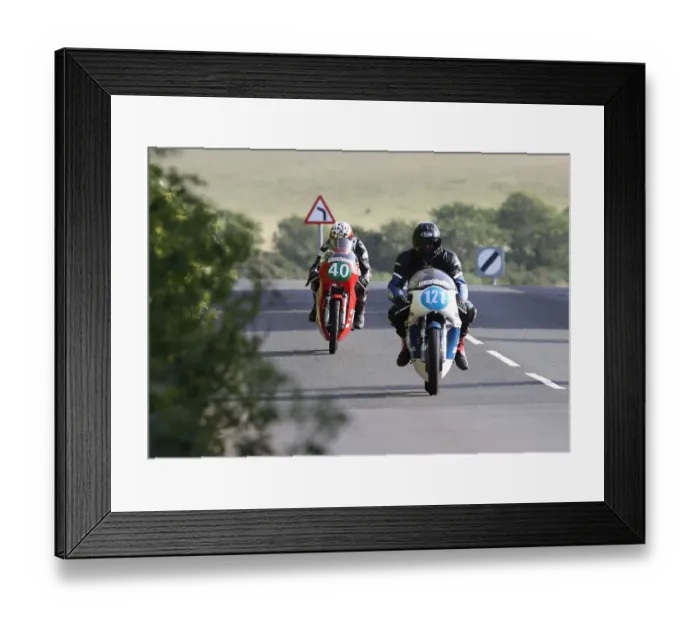 Framed Print : John Cliffe (Norton) and Barry Davidson (J+G Honda) 2022 Pre TT Classic Framed Print : John Cliffe (Norton) and Barry Davidson (J+G Honda) 2022 Pre TT Classic