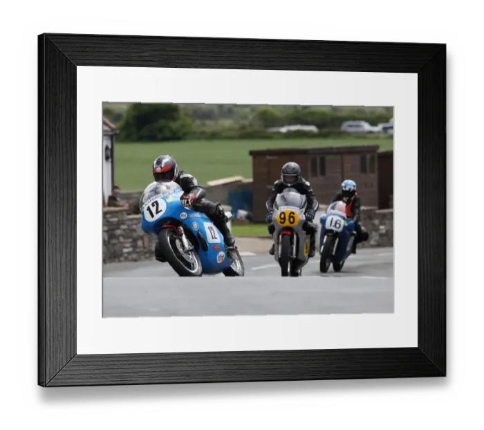 Framed Print : Richard Ford (Norton) and Terence Sansom (Honda) 2022 Pre TT Classic Framed Print : Richard Ford (Norton) and Terence Sansom (Honda) 2022 Pre TT Classic