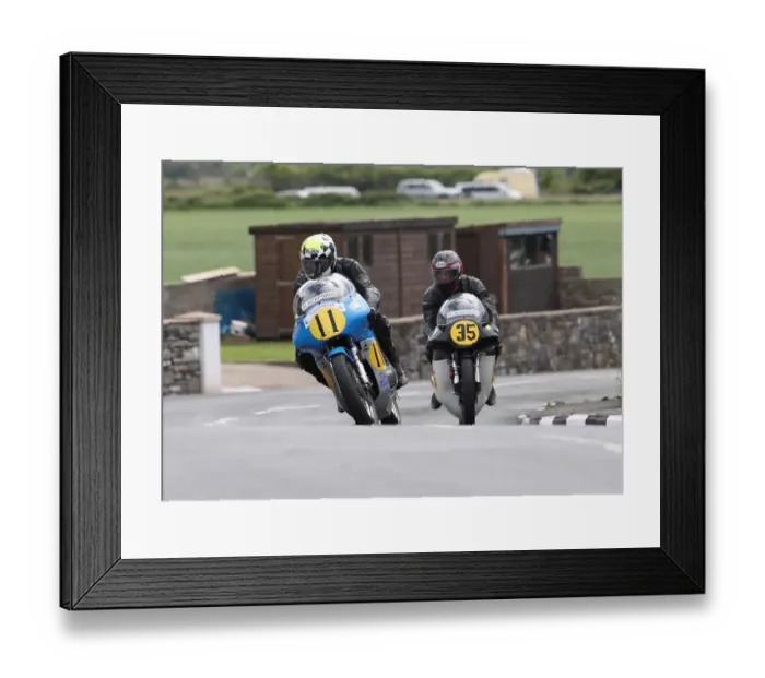 Framed Print : Steve Elliott (Rutter Honda) and John Leigh Pemberton (Norton) 2022 Pre TT Classic Framed Print : Steve Elliott (Rutter Honda) and John Leigh Pemberton (Norton) 2022 Pre TT Classic