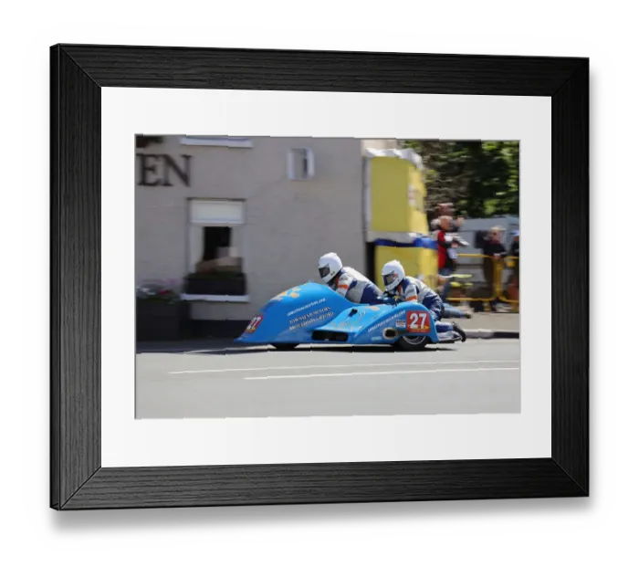 Framed Print : Andy King and Alun Thomas (Ireson Honda), at Ballaugh Bridge, 2019 Sidecar TT Framed Print : Andy King and Alun Thomas (Ireson Honda), at Ballaugh Bridge, 2019 Sidecar TT