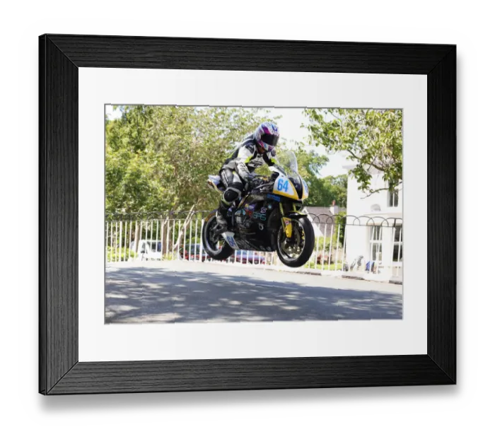 Framed Print : Forest Dunn (Honda) on Ballaugh Bridge 2019 Sopersport TT Framed Print : Forest Dunn (Honda) on Ballaugh Bridge 2019 Sopersport TT