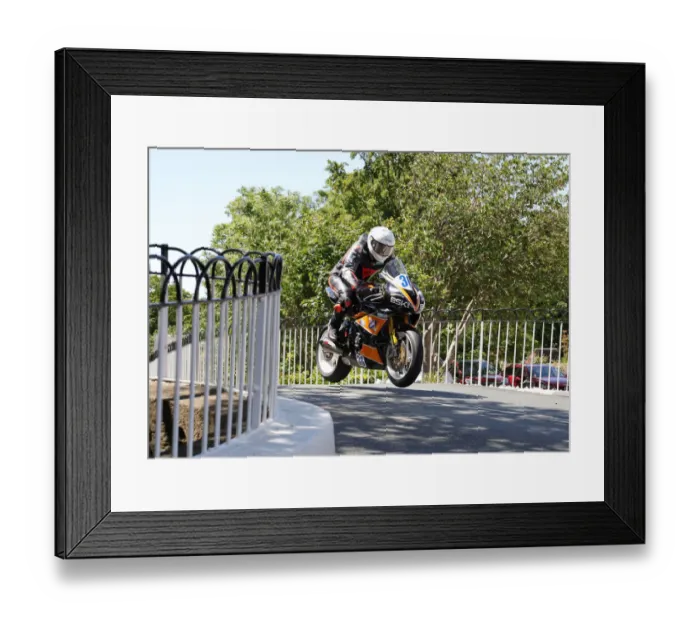 Framed Print : Mike Booth (Triumph) on Ballaugh Bridge 2019 Supersport TT Framed Print : Mike Booth (Triumph) on Ballaugh Bridge 2019 Supersport TT
