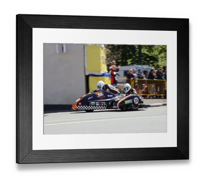Framed Print : Terry O Reilly & Eamon Mullholand (LCR) leave Ballaugh Bridge Framed Print : Terry O Reilly & Eamon Mullholand (LCR) leave Ballaugh Bridge